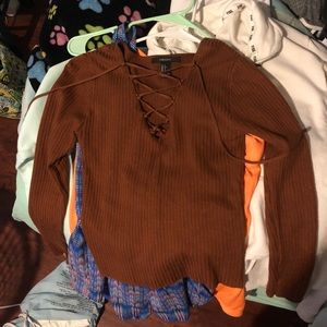 Forever 21 lace up sweater